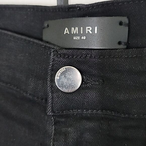 Amiri Black Distressed Bandana Denim Panelled Skinny Jeans Size 41 - Picture 5 of 11